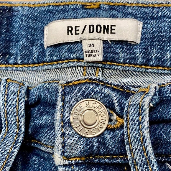 RE/DONE 90s High Rise Ankle Crop Jeans in Dusk Destroy Kristin Cavallari Size 24 - Picture 7 of 12